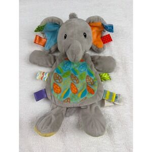 Taggies Signature Collection Elephant Plush Gray Leaf Pattern Sensory Toy 1077
